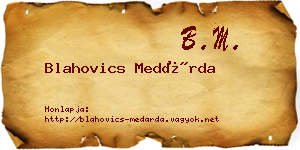 Blahovics Medárda névjegykártya